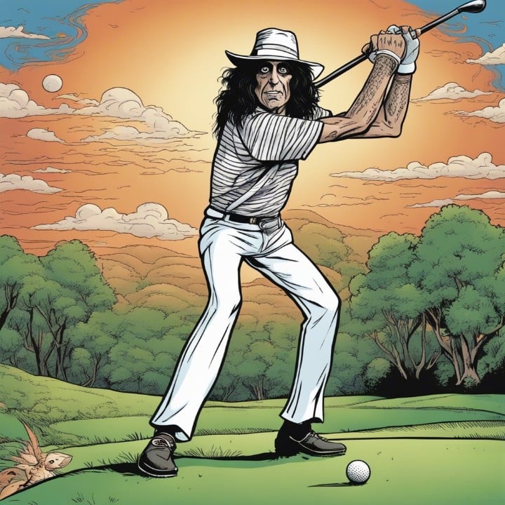 Alice Cooper playing golf